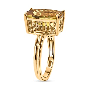 D'Joy Premium Golden Apatite 7.25 ctw Sunlit Flared Gallery Ring in 18K Vermeil Yellow Gold Over Sterling Silver (Size 6.0)