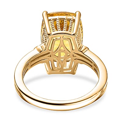 D'Joy Premium Golden Apatite 7.25 ctw Sunlit Flared Gallery Ring in 18K Vermeil Yellow Gold Over Sterling Silver (Size 6.0)