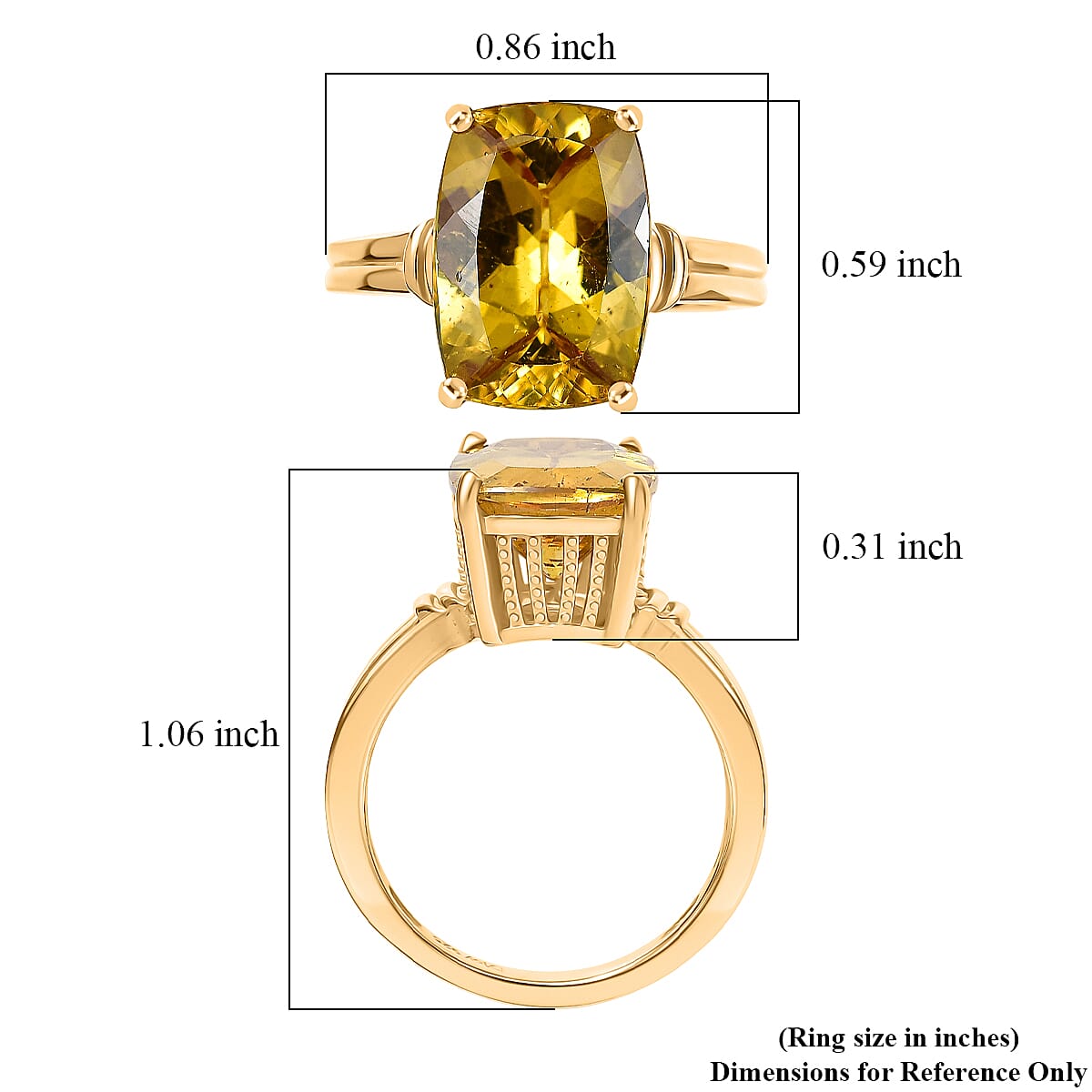 D'Joy Premium Golden Apatite Solitaire Ring in 18K Vermeil YG Over Sterling Silver (Size 6.0) 7.25 ctw image number 5