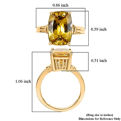 D'Joy Premium Golden Apatite 7.25 ctw Sunlit Flared Gallery Ring in 18K Vermeil Yellow Gold Over Sterling Silver (Size 6.0)