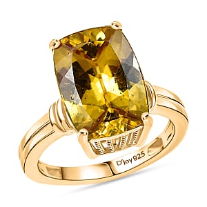 D'Joy Premium Golden Apatite 7.25 ctw Sunlit Flared Gallery Ring in 18K Vermeil Yellow Gold Over Sterling Silver (Size 7.0)