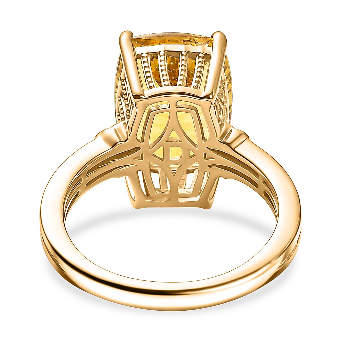 D'Joy Premium Golden Apatite 7.25 ctw Sunlit Flared Gallery Ring in 18K Vermeil Yellow Gold Over Sterling Silver (Size 7.0) image number 4