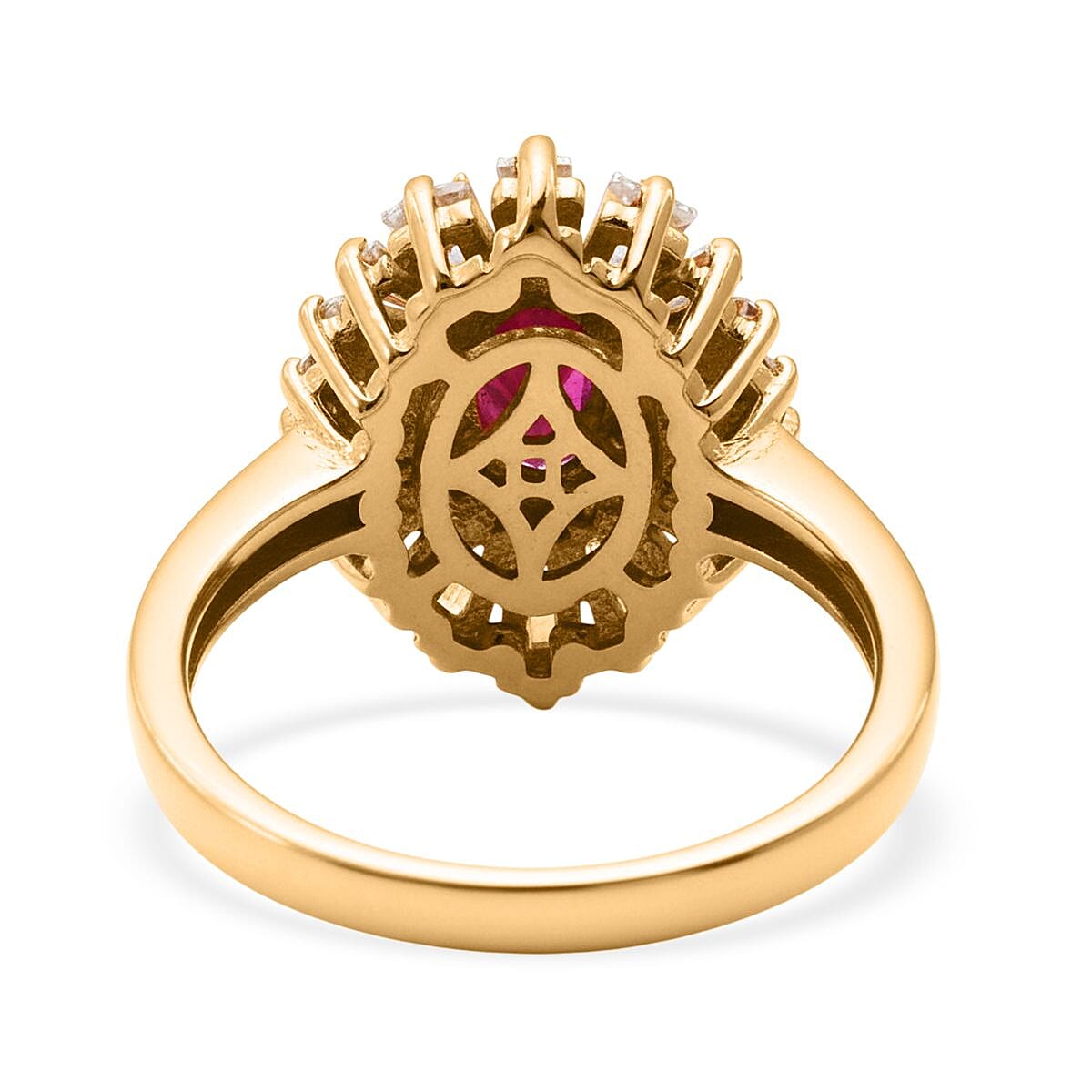 D'Joy Montepuez Ruby, Moissanite Ring in 18K Vermeil YG Over Sterling Silver 2.10 ctw (Size 6.0) image number 4