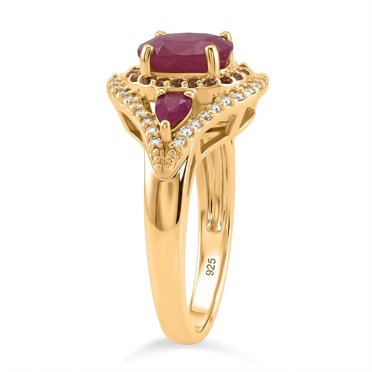 D'Joy Montepuez Ruby, Multi Gemstone Ring in 18K Vermeil YG Over Sterling Silver 2.20 ctw (Size 6.0) image number 3