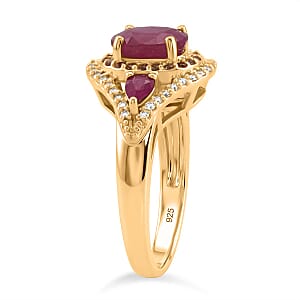 D'Joy Montepuez Ruby, Multi Gemstone Ring in 18K Vermeil YG Over Sterling Silver 2.20 ctw (Size 6.0)