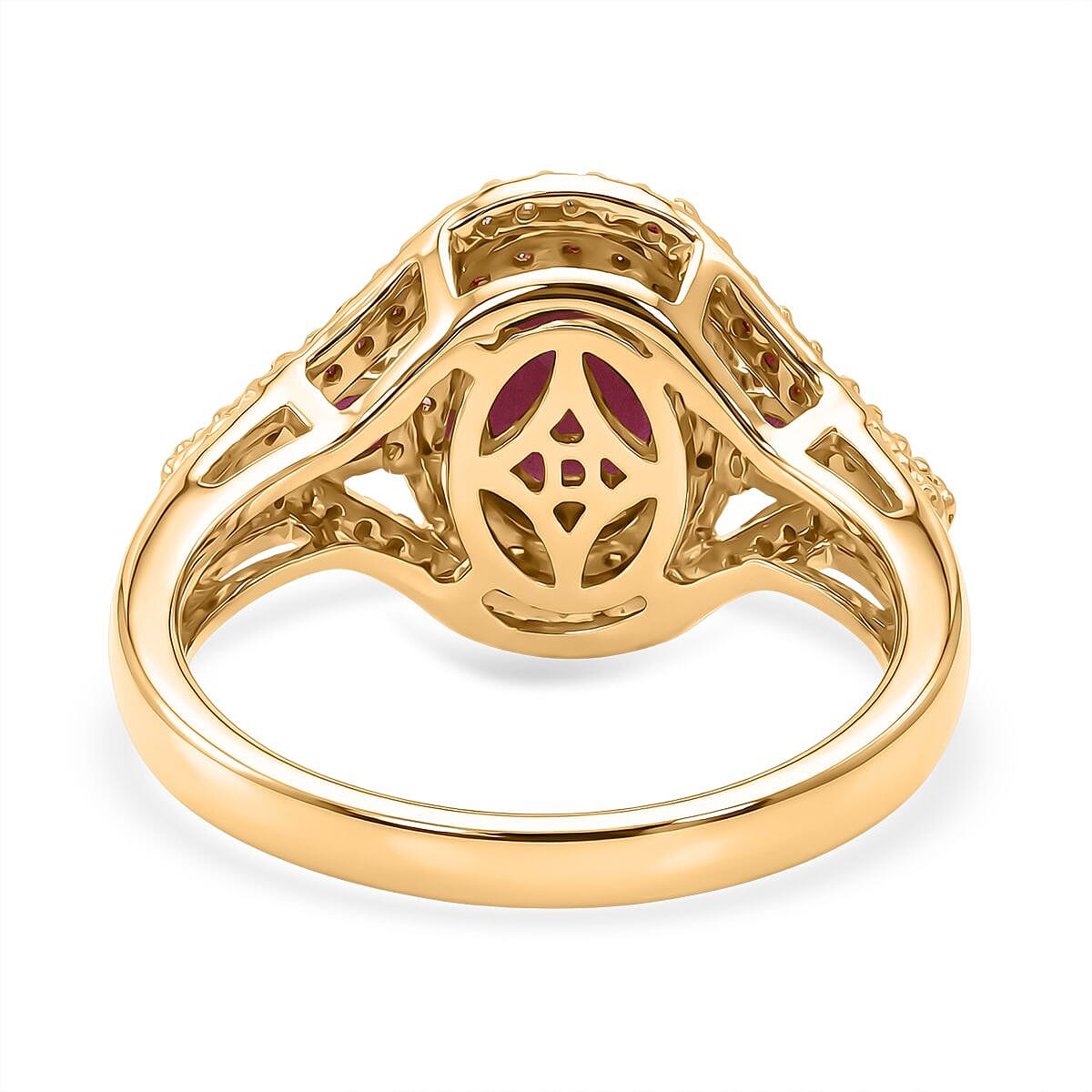D'Joy Montepuez Ruby, Multi Gemstone Ring in Rhodium and 18K Vermeil YG Over Sterling Silver 2.20 ctw (Size 7.0) image number 4