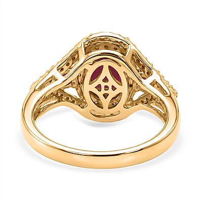 D'Joy Montepuez Ruby, Multi Gemstone Ring in Rhodium and 18K Vermeil YG Over Sterling Silver 2.20 ctw (Size 8.0)