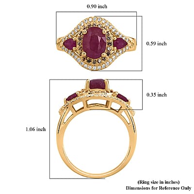 D'Joy Montepuez Ruby, Multi Gemstone Ring in Rhodium and 18K Vermeil YG Over Sterling Silver 2.20 ctw (Size 8.0)
