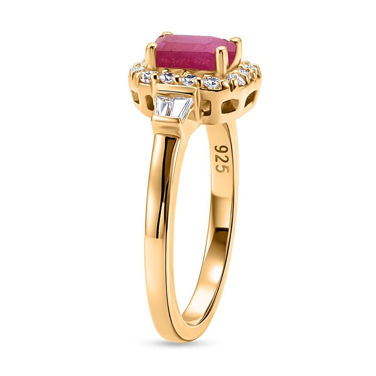 D'Joy Montepuez Ruby, Moissanite Ring in 18K Vermeil YG Over Sterling Silver 1.00 ctw (Size 7.0) image number 3