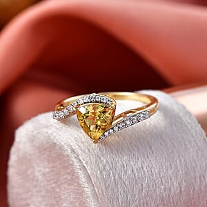 D'Joy Premium Golden Apatite, Moissanite Ring in 18K YG Over Sterling Silver (Size 10.0) 1.35 ctw