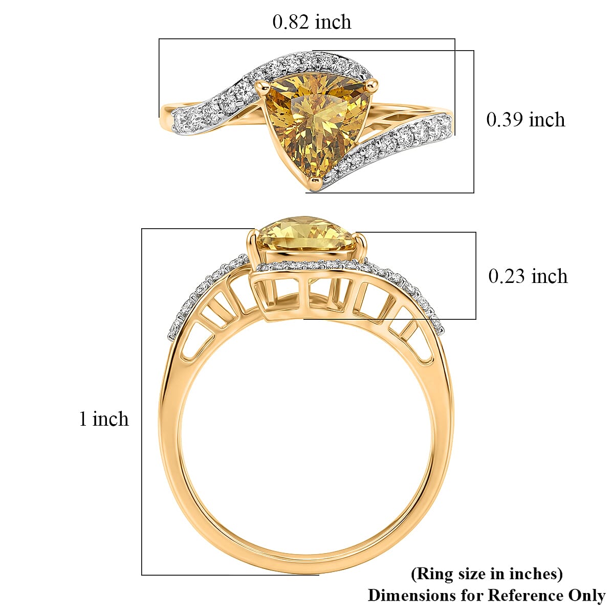 D'Joy Premium Golden Apatite and Moissanite 1.35 ctw Lightwave Ring in 18K Yellow Gold Over Sterling Silver (Size 10.0)
