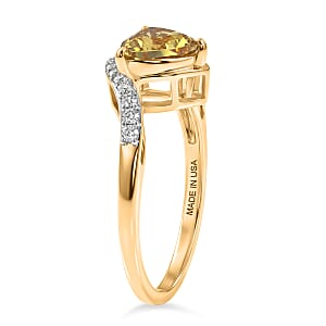 D'Joy Premium Golden Apatite and Moissanite 1.35 ctw Lightwave Ring in 18K Yellow Gold Over Sterling Silver (Size 5.0)