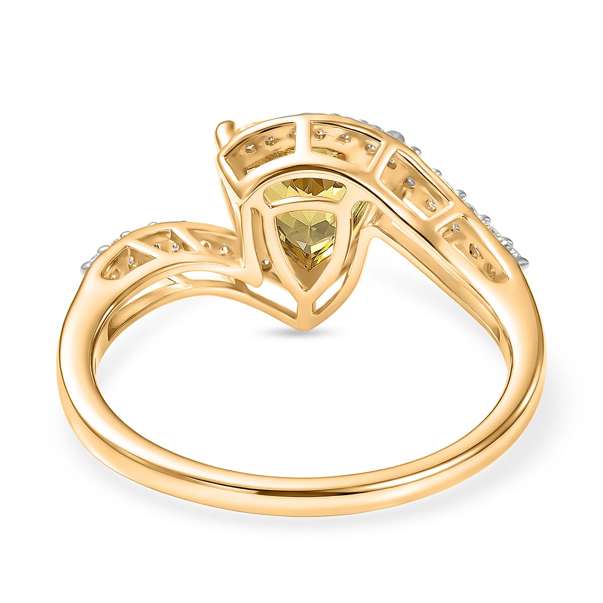 D'Joy Premium Golden Apatite and Moissanite 1.35 ctw Lightwave Ring in 18K Yellow Gold Over Sterling Silver (Size 6.0) image number 4