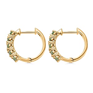 D'Joy Premium Tanzanian Mint Garnet 1.25 ctw Sparkle Hoop Earrings in 18K Vermeil Yellow Gold Over Sterling Silver
