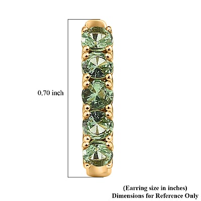 D'Joy Premium Tanzanian Mint Garnet 1.25 ctw Sparkle Hoop Earrings in 18K Vermeil Yellow Gold Over Sterling Silver