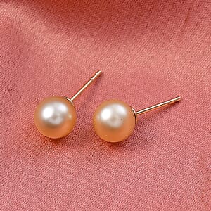 AAA South Sea Golden Cultured Pearl Stud Earrings in 10K Yellow Gold