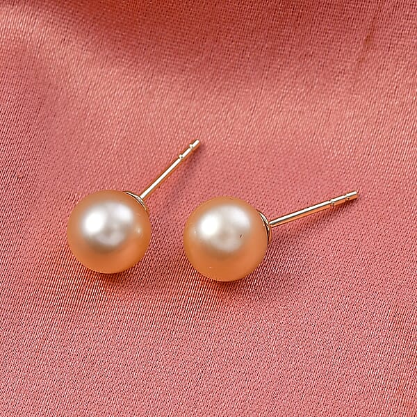 AAA South Sea Golden Pearl Forever Stud Earrings in 10K Yellow Gold