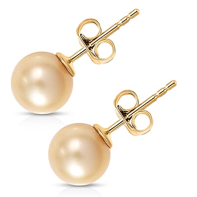 AAA South Sea Golden Pearl Forever Stud Earrings in 10K Yellow Gold