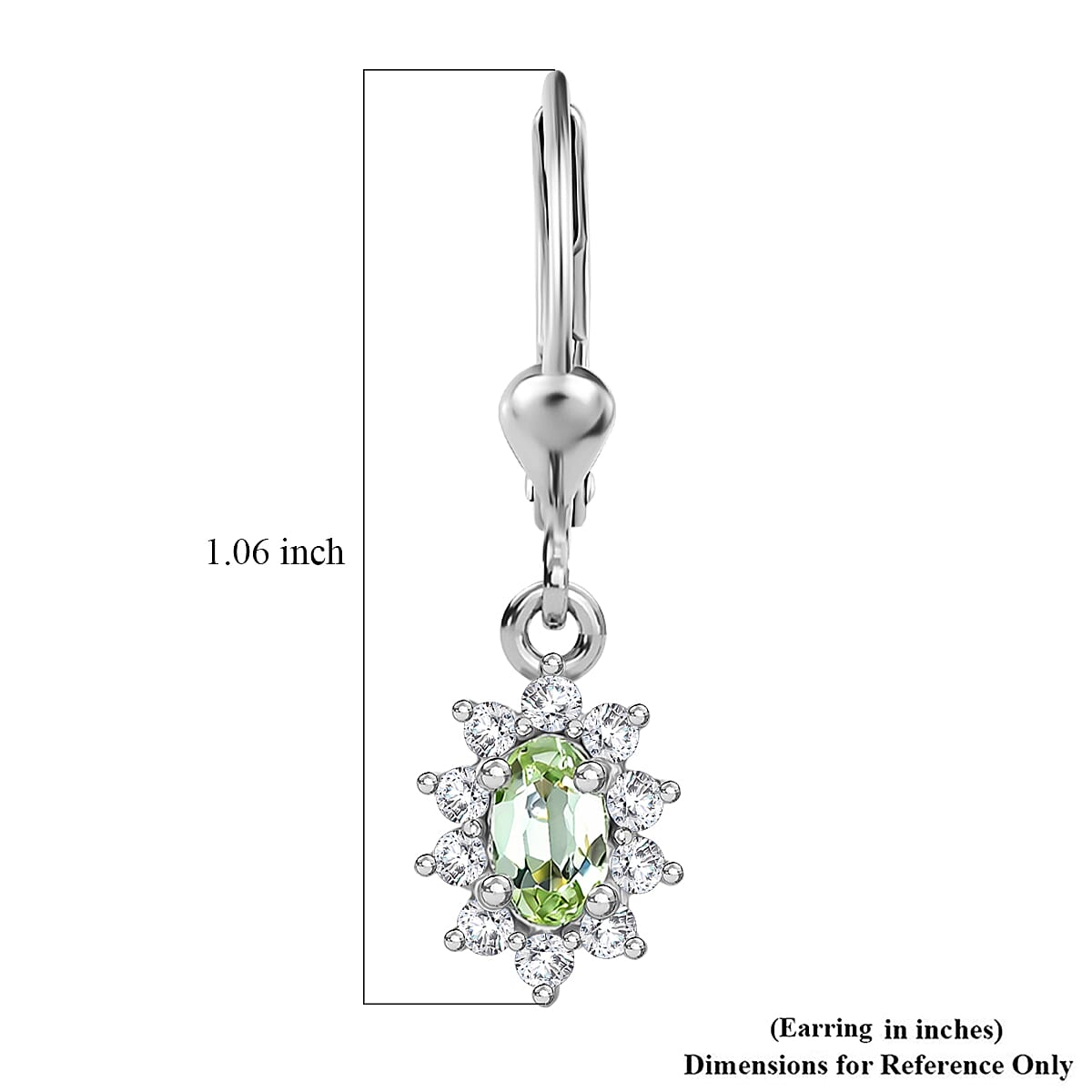 D'Joy Premium Tanzanian Mint Garnet and White Zircon 0.90 ctw Oval Sunburst Halo Earrings in Rhodium Over Sterling Silver image number 5