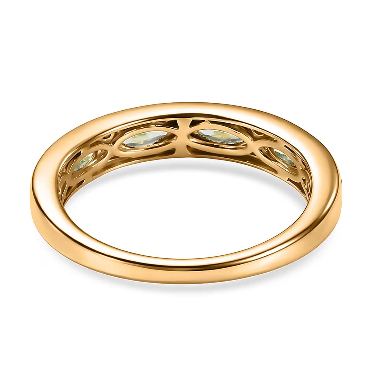 D'Joy Premium Tanzanian Mint Garnet and Moissanite 1.00 ctw Band Ring in 18K Vermeil Yellow Gold Over Sterling Silver (Size 5.0) image number 6