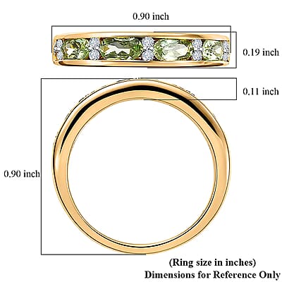 D'Joy Premium Tanzanian Mint Garnet and Moissanite 1.00 ctw Band Ring in 18K Vermeil Yellow Gold Over Sterling Silver (Size 6.0)