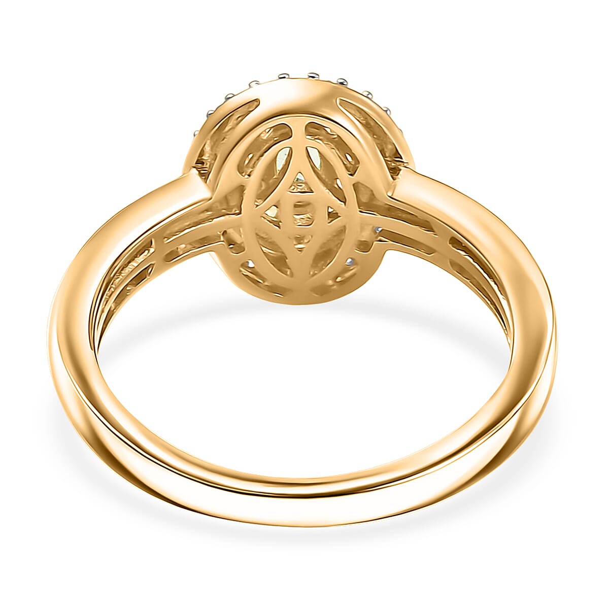 D'Joy Premium Tanzanian Mint Garnet and Multi Gemstone 0.75 ctw Celebration Halo Ring in 18K Vermeil Yellow Gold Over Sterling Silver (Size 5.0) image number 4