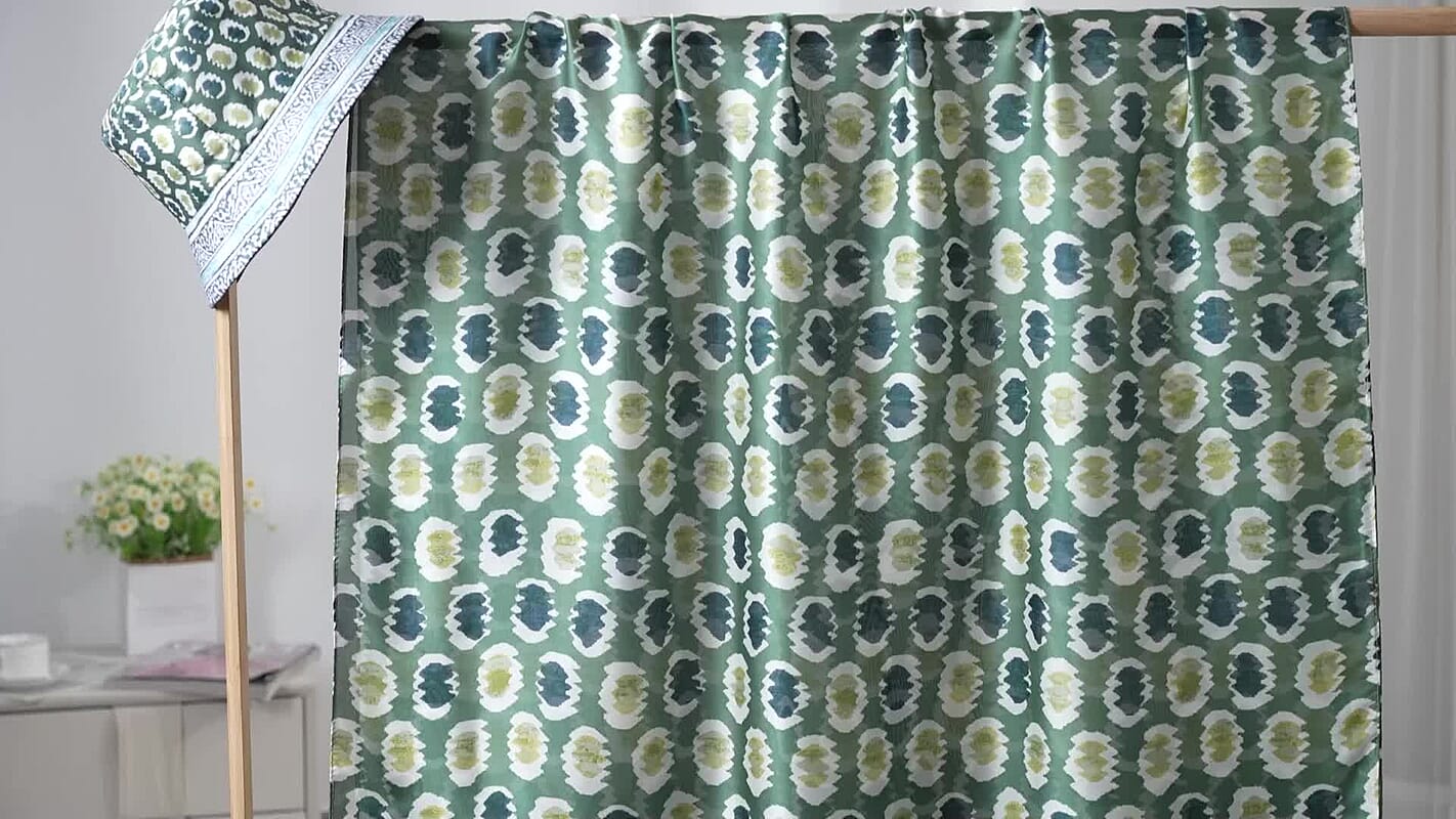 La Marey Green Silk Set of Scarf and Bucket Hat