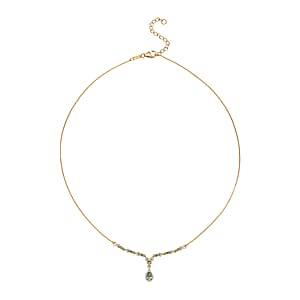 D'Joy Premium Tanzanian Mint Garnet and Moissanite 1.30 ctw Pear Drop Necklace in 18K Vermeil Yellow Gold Over Sterling Silver 18-20 Inches