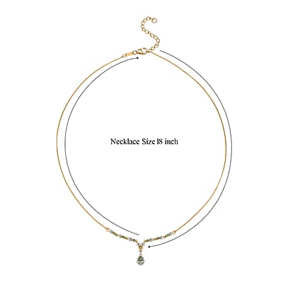 D'Joy Premium Tanzanian Mint Garnet and Moissanite 1.30 ctw Pear Drop Necklace in 18K Vermeil Yellow Gold Over Sterling Silver 18-20 Inches