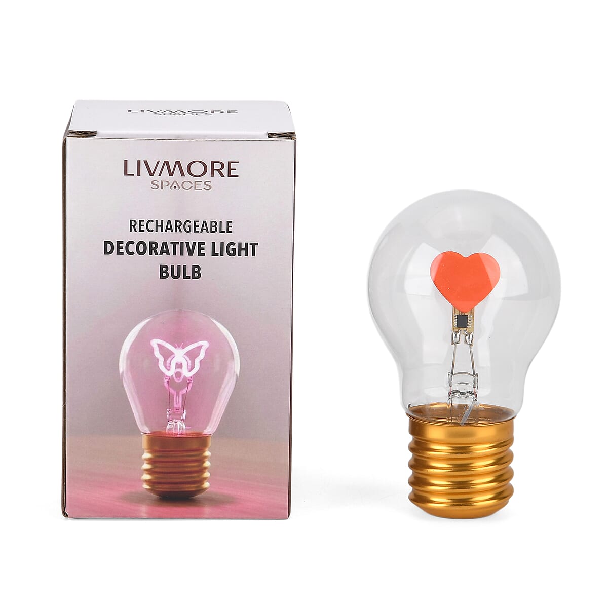 Livmore Heart Pink Rechargeable Decorative LED Light Bulb image number 6