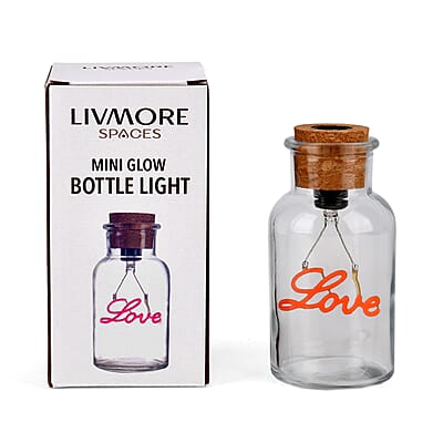 Livmore Love Purple Glass Drift Bottle Rechargeable Decorative Light
