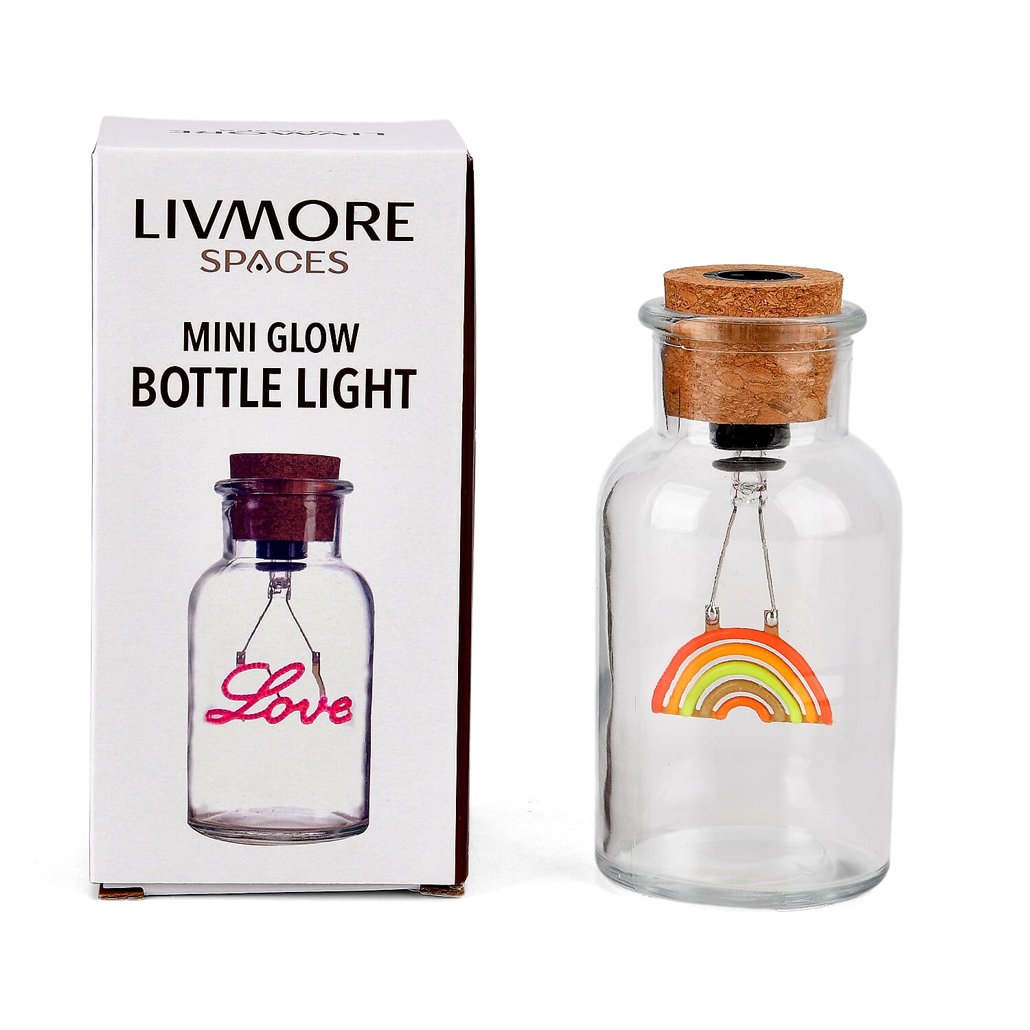 Livmore Rainbow Multi Color Glass Drift Bottle Rechargeable Decorative Light