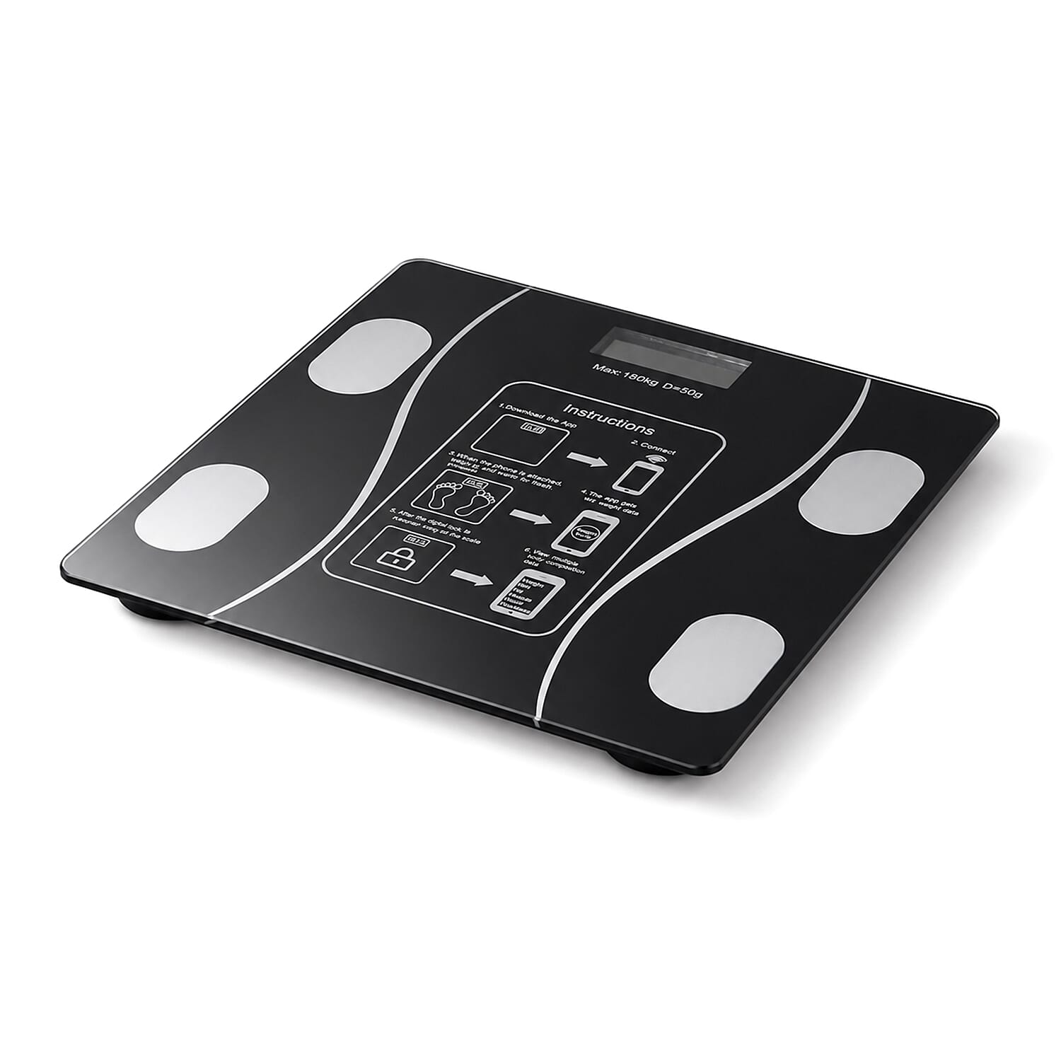 Livmore Black XK-26C Smart Bluetooth Body Weighing Scale with App (2xAAA Battery Not Included)