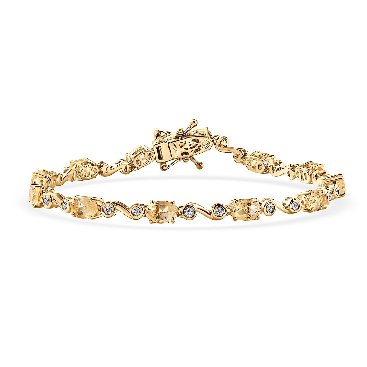 Tuesday Prime Deal EverTrue African Amethyst, White Zircon Bracelet in 18K YG Plated (6.50 In) 4.70 ctw