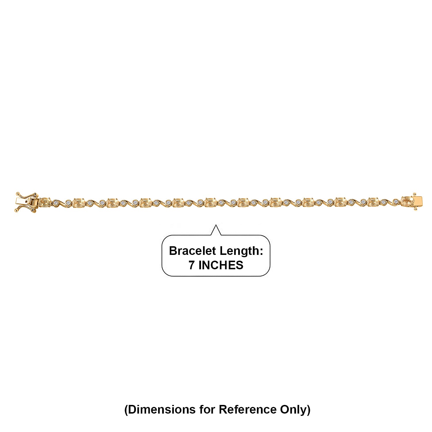 EverTrue Brazilian Citrine and White Zircon 6.20 ctw Bracelet in 18K YG Plated (7.25 In)