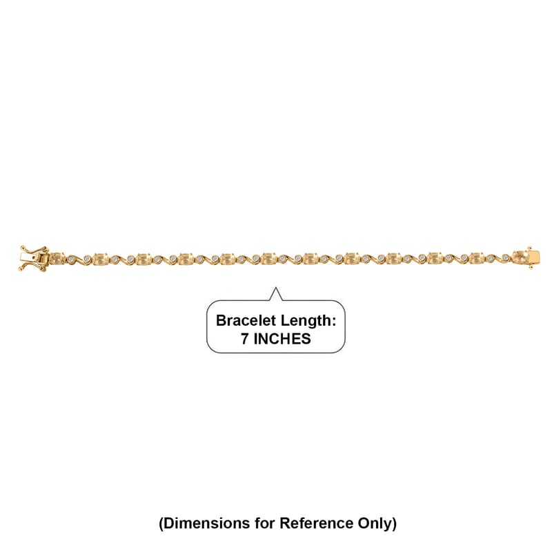 EverTrue Brazilian Citrine and White Zircon 6.20 ctw Bracelet in 18K YG Plated (7.25 In)