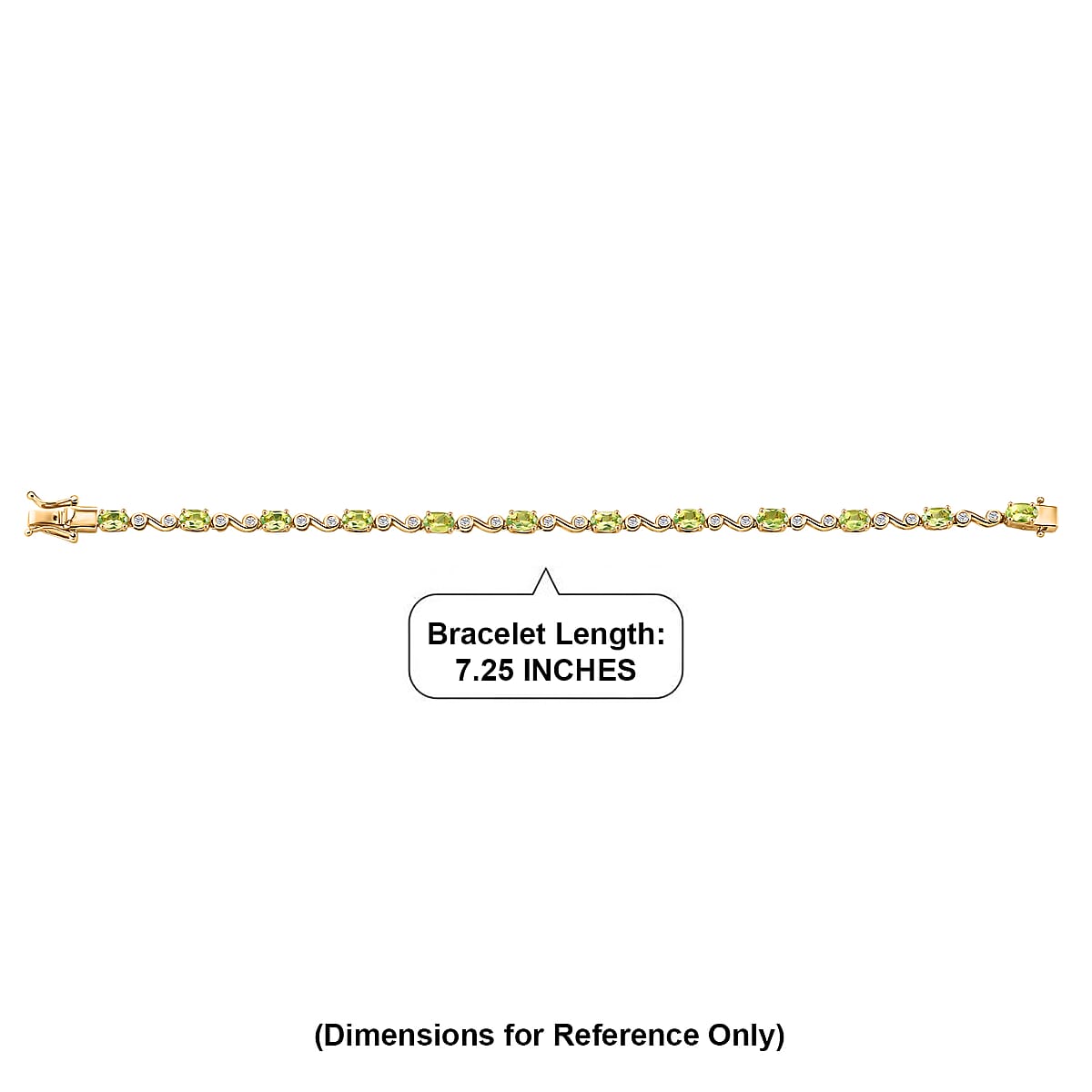 EverTrue Hebei Peridot and White Zircon 6.50 ctw Bracelet in 18K YG Plated (7.25 In) image number 4