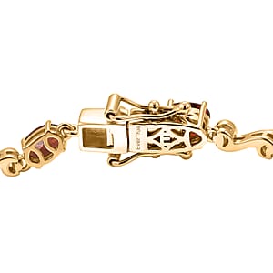 EverTrue Mozambique Garnet and White Zircon 8.20 ctw Bracelet in 18K YG Plated (7.25 In)