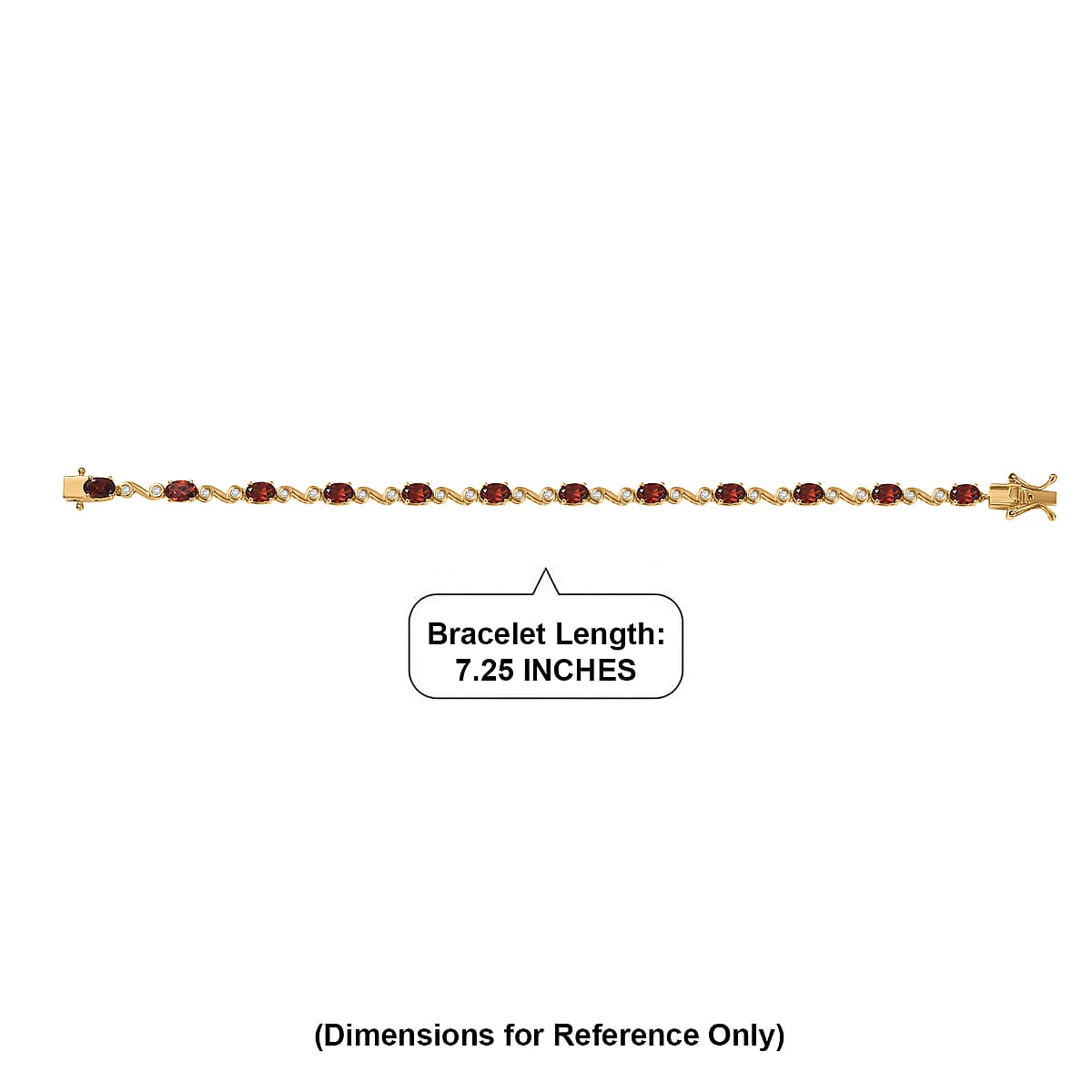 EverTrue Mozambique Garnet and White Zircon 8.20 ctw Bracelet in 18K YG Plated (7.25 In) image number 4