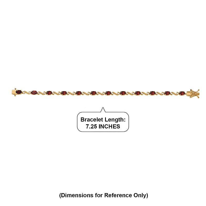 EverTrue Mozambique Garnet and White Zircon 8.20 ctw Bracelet in 18K YG Plated (7.25 In)