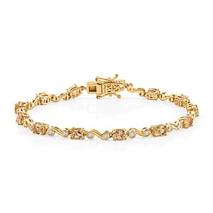 EverTrue Brazilian Citrine and White Zircon 6.65 ctw Bracelet in 18K YG Plated (8.00 In)