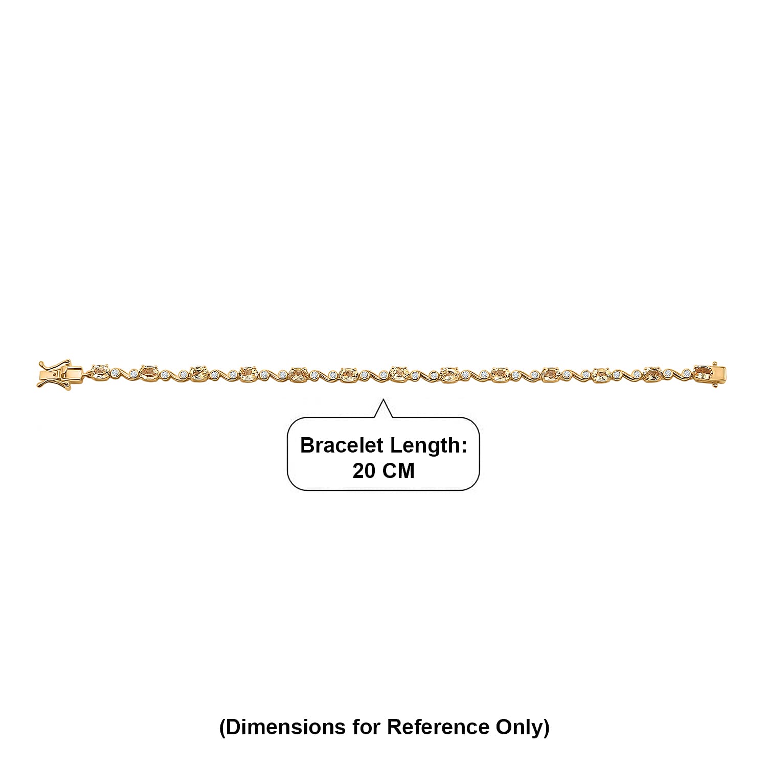 EverTrue Brazilian Citrine and White Zircon 6.65 ctw Bracelet in 18K YG Plated (8.00 In)