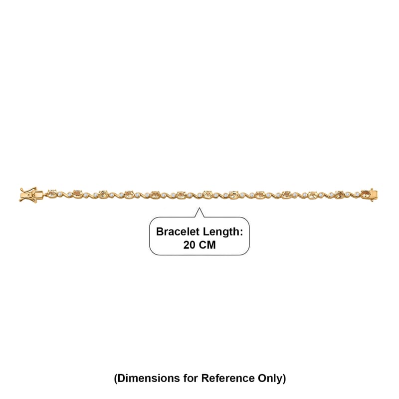 EverTrue Brazilian Citrine and White Zircon 6.65 ctw Bracelet in 18K YG Plated (8.00 In)
