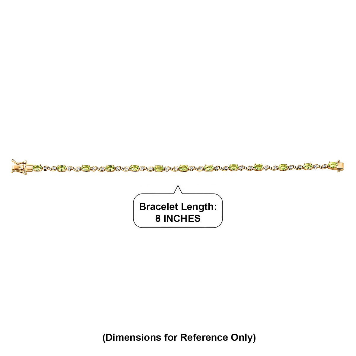 EverTrue Hebei Peridot and White Zircon 7.00 ctw Bracelet in 18K YG Plated (8.00 In) image number 4