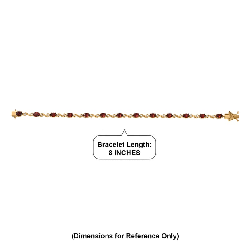 EverTrue Mozambique Garnet and White Zircon 8.15 ctw Bracelet in 18K YG Plated (8.00 In)