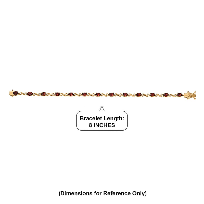 EverTrue Mozambique Garnet and White Zircon 8.15 ctw Bracelet in 18K YG Plated (8.00 In)