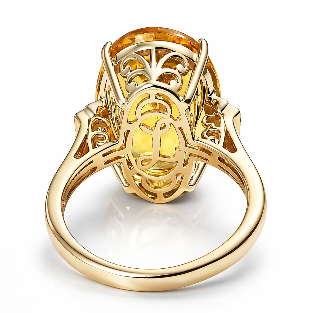 Luxoro 10K Yellow Gold Premium Golden Apatite, Diamond (I2) Ring (Size 6.0) 8.80 ctw image number 4