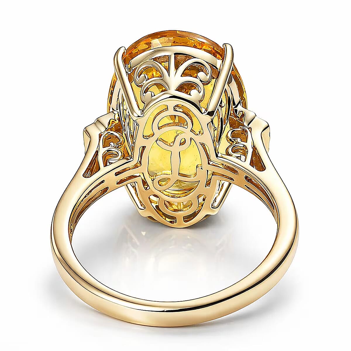 Luxoro Premium Golden Apatite and Diamond I2 13.65 ctw Sunlit Ring in 10K Yellow Gold (Size 6.5) image number 6