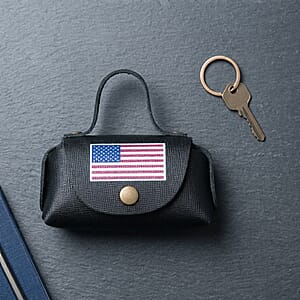 Passage Black Genuine Leather Earbud Purse Keychain