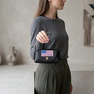 Passage Black Genuine Leather Earbud Purse Keychain